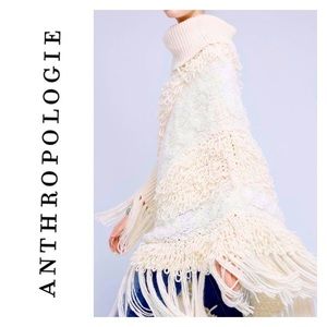 🆕 Anthropologie Madison 88 - Looped Fringe Poncho Sweater - One Size